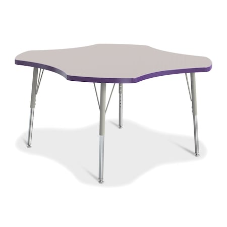 Jonti-Craft Berries Four Leaf Activity Table, E-height, Freckled Gray/Purple/Gray 6453JCE004